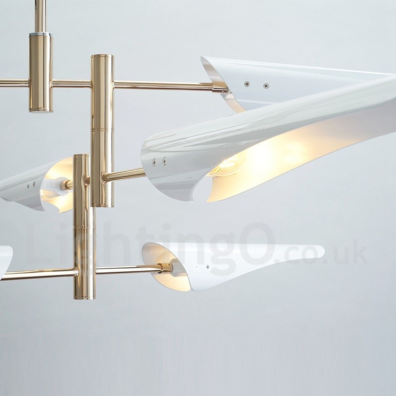 Lampadario contemporaneo a 4 livelli con 8 luci LED, 145 cm