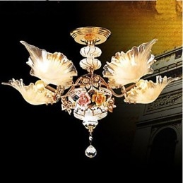 Lampadario da soffitto in ceramica giallo bianco verde