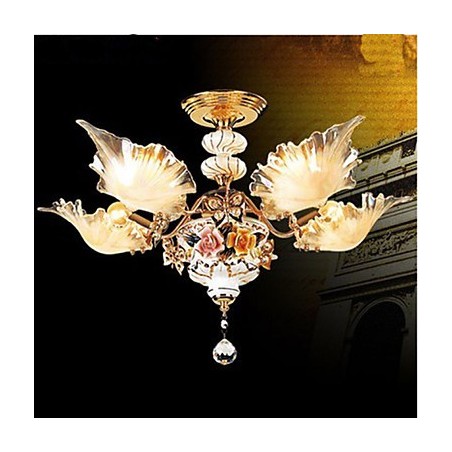 Lampadario da soffitto in ceramica giallo bianco verde