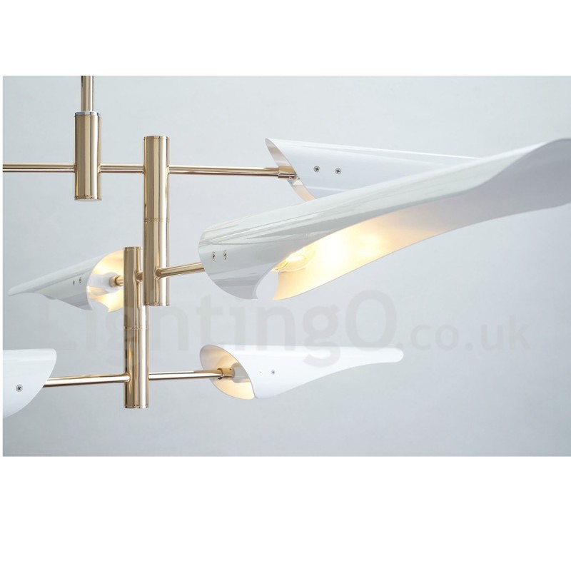 Lampadario contemporaneo a 4 livelli con 8 luci LED, 145 cm