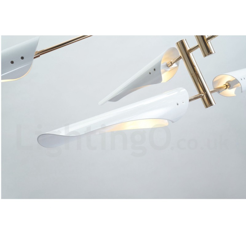 Lampadario contemporaneo a 4 livelli con 8 luci LED, 145 cm