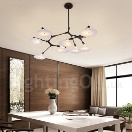 Lampadario contemporaneo nero a 8 luci LED 158 x 35 cm
