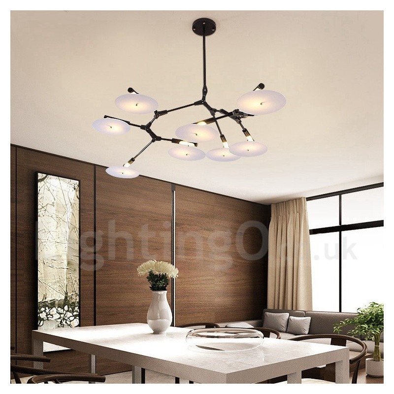 Lampadario contemporaneo nero a 8 luci LED 158 x 35 cm