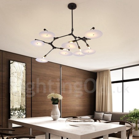 Lampadario contemporaneo nero a 8 luci LED 158 x 35 cm