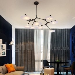 Lampadario contemporaneo nero a 8 luci LED 158 x 35 cm