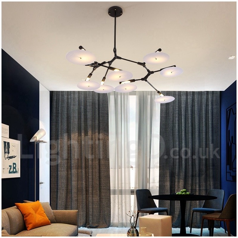 Lampadario contemporaneo nero a 8 luci LED 158 x 35 cm