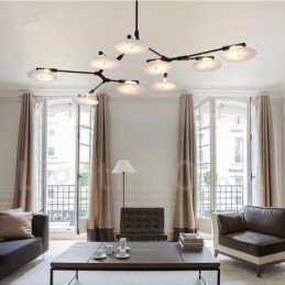 Lampadario contemporaneo nero a 9 luci 155 x 32 cm