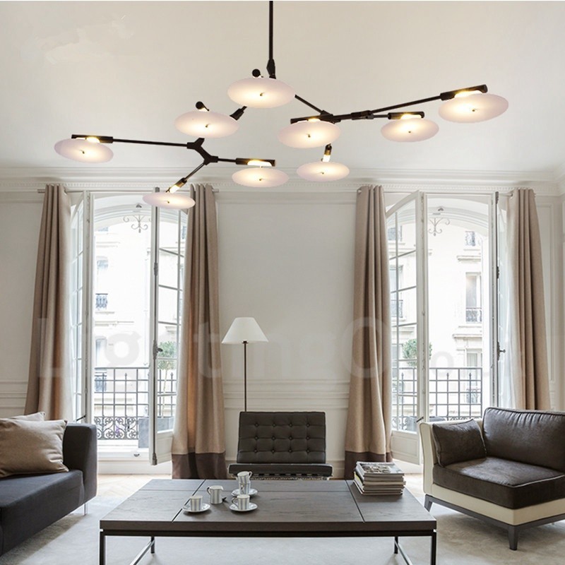 Lampadario contemporaneo nero a 9 luci 155 x 32 cm