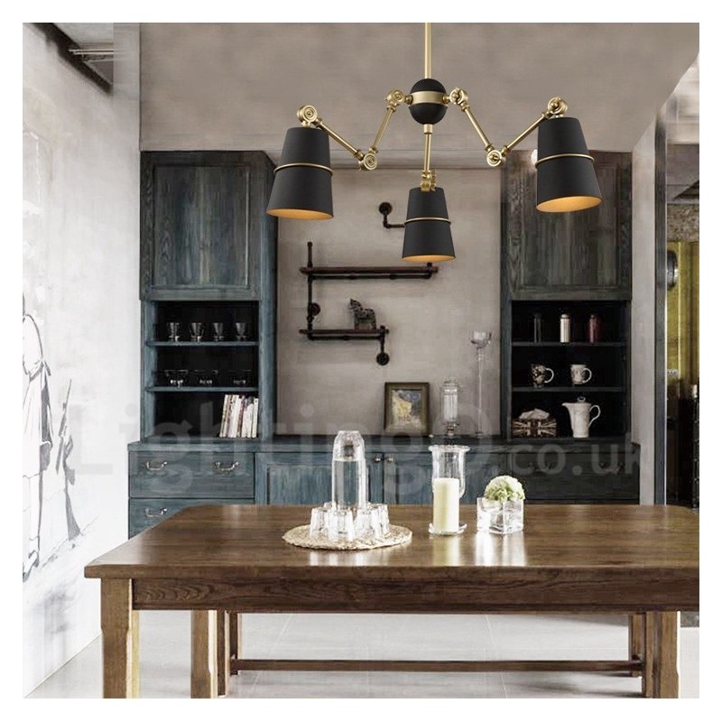 Lampadario contemporaneo moderno a 3 luci in metallo, 122 cm