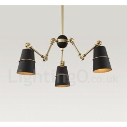 Lampadario contemporaneo moderno a 3 luci in metallo, 122 cm
