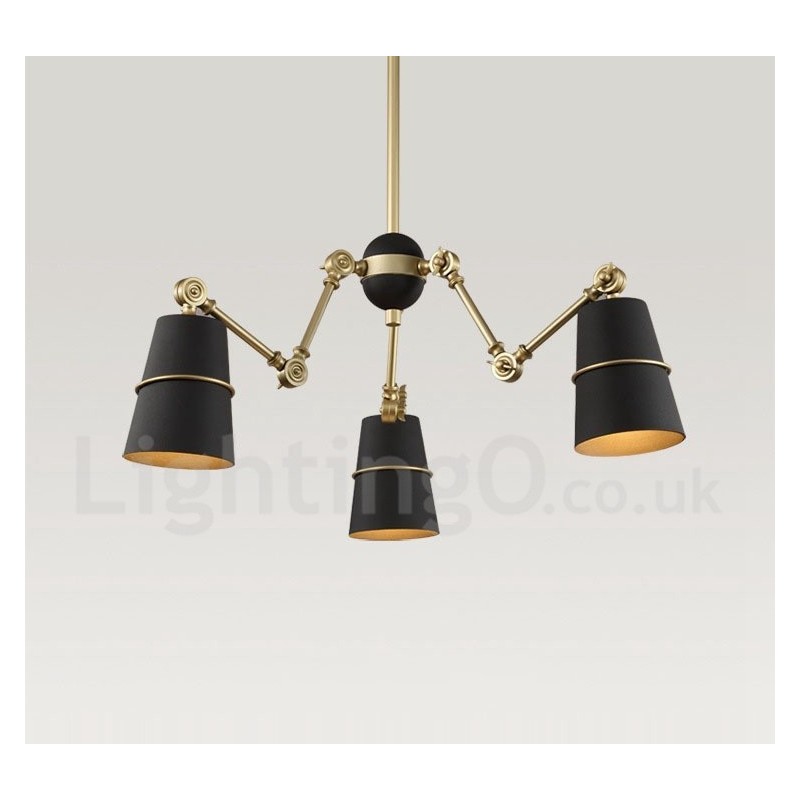 Lampadario contemporaneo moderno a 3 luci in metallo, 122 cm