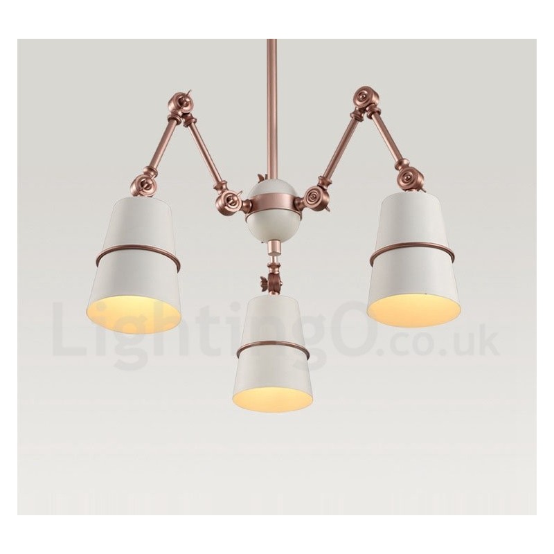 Lampadario contemporaneo moderno a 3 luci in metallo, 122 cm