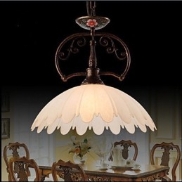 Lampada a sospensione retrò dipinta a mano country, 1 luce, marrone/bianco, E26/E27