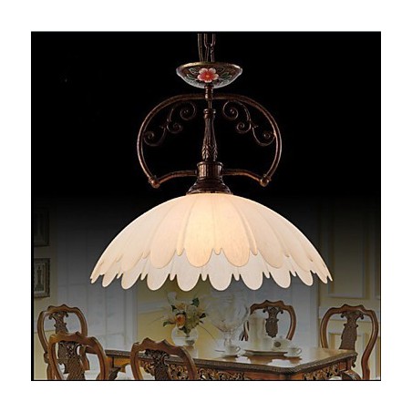 Lampada a sospensione retrò dipinta a mano country, 1 luce, marrone/bianco, E26/E27