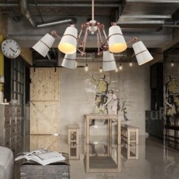 Lampadario moderno contemporaneo a 6 luci con paralume in metallo