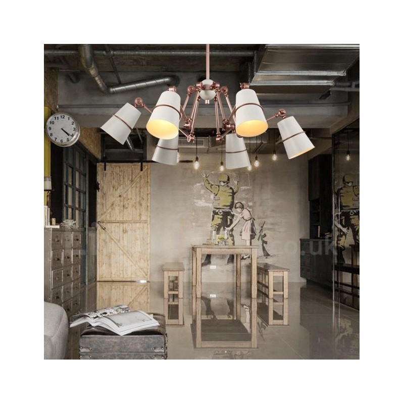 Lampadario moderno contemporaneo a 6 luci con paralume in metallo