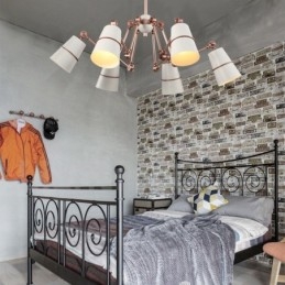 Lampadario moderno contemporaneo a 6 luci con paralume in metallo