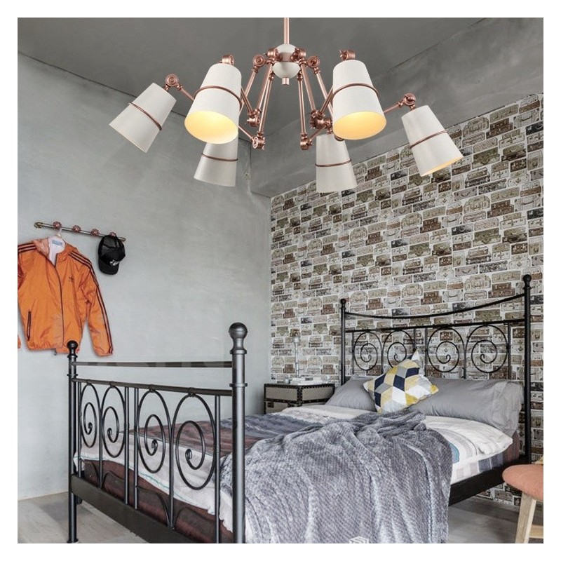 Lampadario moderno contemporaneo a 6 luci con paralume in metallo