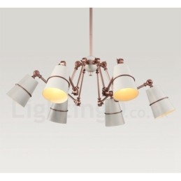 Lampadario moderno contemporaneo a 6 luci con paralume in metallo
