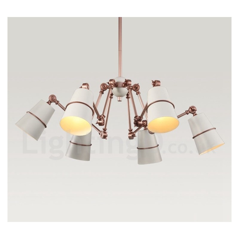 Lampadario moderno contemporaneo a 6 luci con paralume in metallo