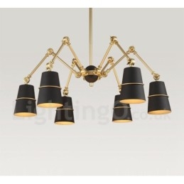 Lampadario moderno contemporaneo a 6 luci con paralume in metallo