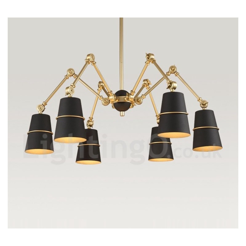 Lampadario moderno contemporaneo a 6 luci con paralume in metallo