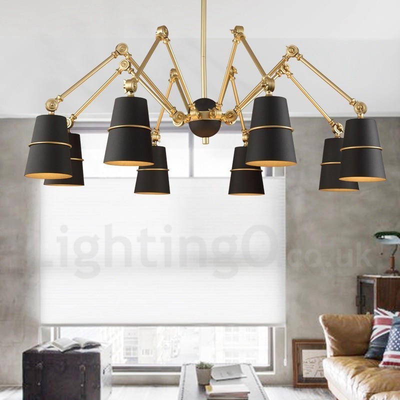 Lampadario contemporaneo a 8 luci in metallo, 162 cm