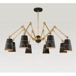 Lampadario contemporaneo a 8 luci in metallo, 162 cm