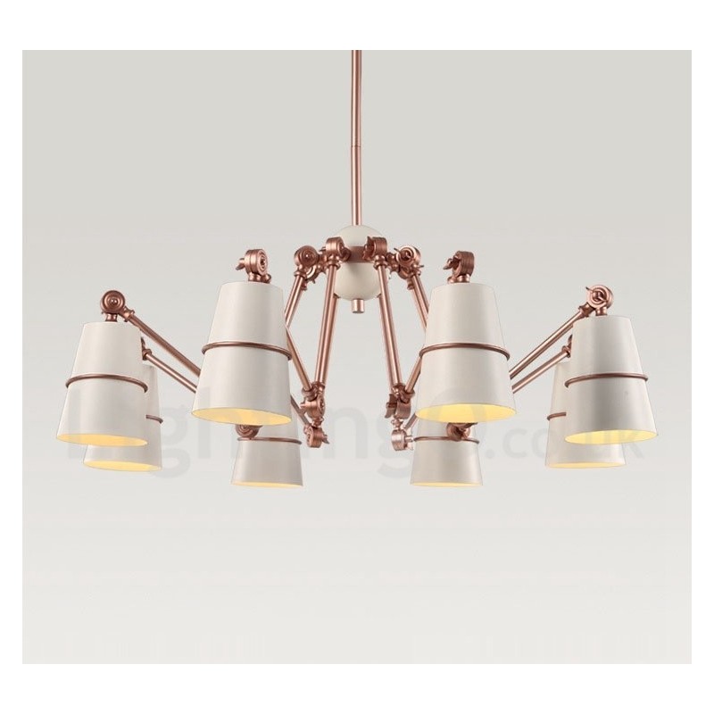 Lampadario contemporaneo a 8 luci in metallo, 162 cm