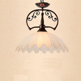 Lampada a sospensione retrò dipinta a mano country, 1 luce, marrone/bianco, E26/E27