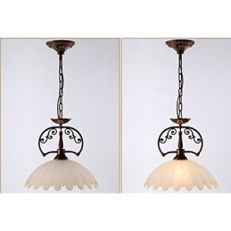 Lampada a sospensione retrò dipinta a mano country, 1 luce, marrone/bianco, E26/E27
