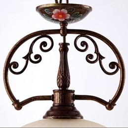 Lampada a sospensione retrò dipinta a mano country, 1 luce, marrone/bianco, E26/E27