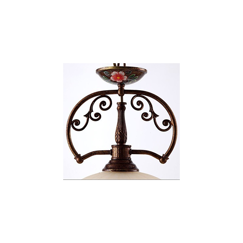 Lampada a sospensione retrò dipinta a mano country, 1 luce, marrone/bianco, E26/E27