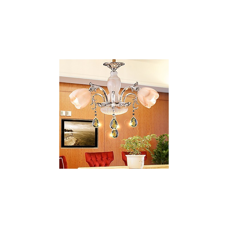 Lampadario moderno contemporaneo in metallo e vetro multicolore 3 lampadine E12/E14