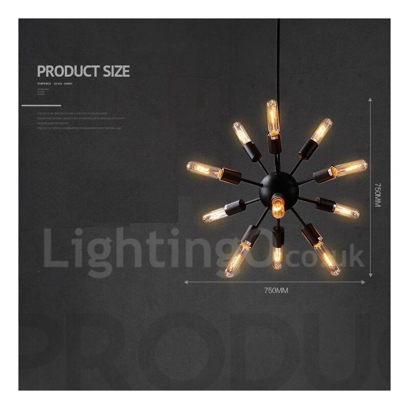 Lampadario Sputnik vintage retrò a 12 luci 75x75 cm