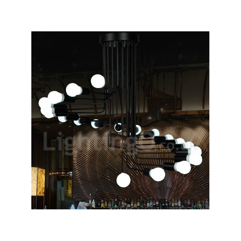 Lampadario contemporaneo nero in metallo 20 luci LED