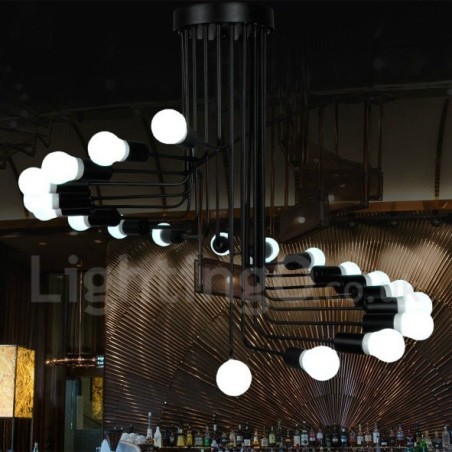 Lampadario contemporaneo nero in metallo 20 luci LED