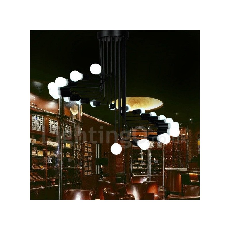 Lampadario contemporaneo nero in metallo 20 luci LED