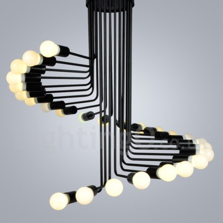 Lampadario vintage retrò moderno nero 26 luci in metallo
