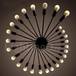Lampadario vintage retrò moderno nero 26 luci in metallo