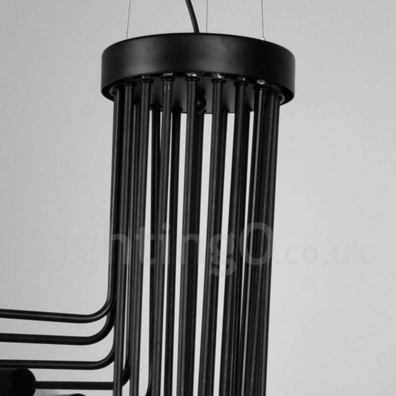 Lampadario vintage retrò moderno nero 26 luci in metallo