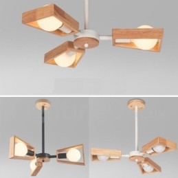 Lampadario moderno contemporaneo in legno a 3 luci 53x50 cm