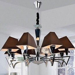 Lampadario moderno in ferro battuto cromato 8 luci