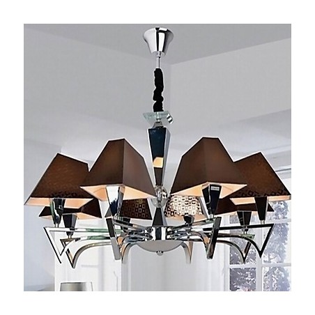 Lampadario moderno in ferro battuto cromato 8 luci