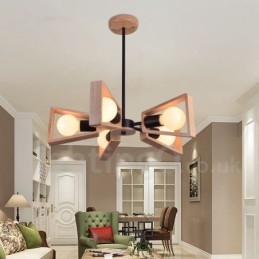 Lampadario moderno contemporaneo in legno 5 luci 53x50 cm