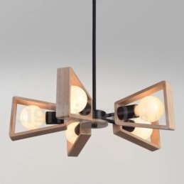 Lampadario moderno contemporaneo in legno 5 luci 53x50 cm
