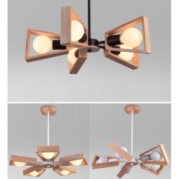 Lampadario moderno contemporaneo in legno 5 luci 53x50 cm