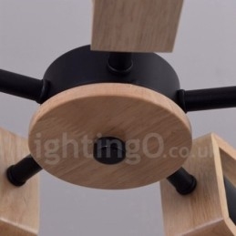 Lampadario moderno contemporaneo in legno 5 luci 53x50 cm