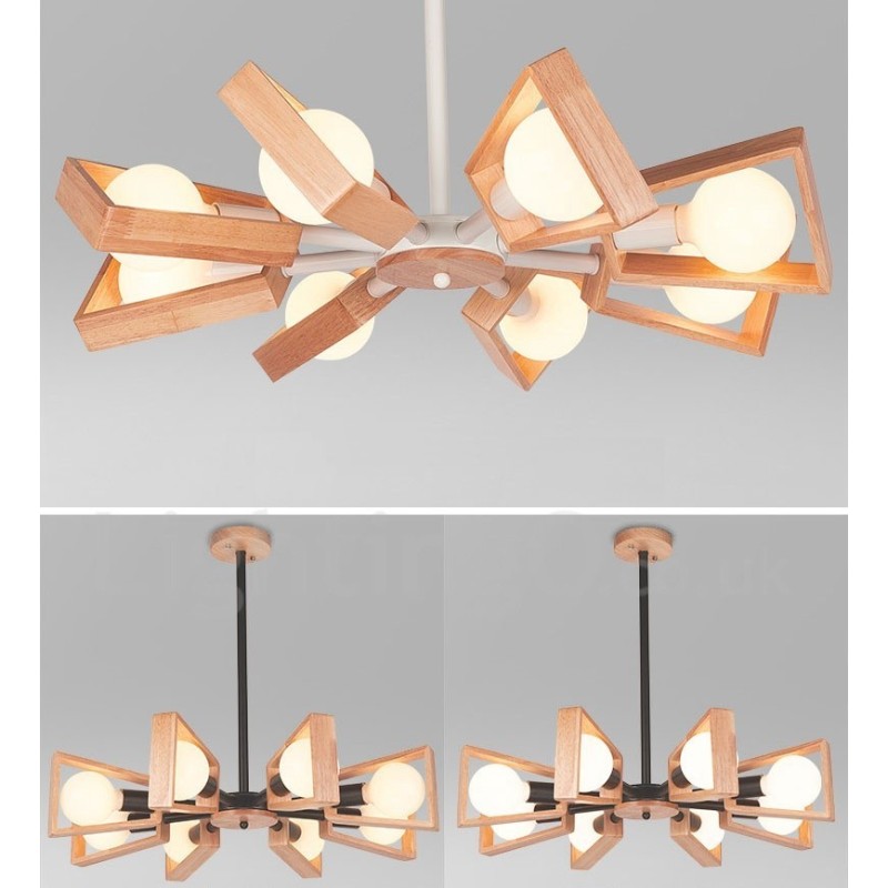 Lampadario moderno contemporaneo in legno a 8 luci 53x50 cm