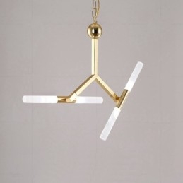 Lampadario moderno contemporaneo dorato a 2 livelli e 4 luci